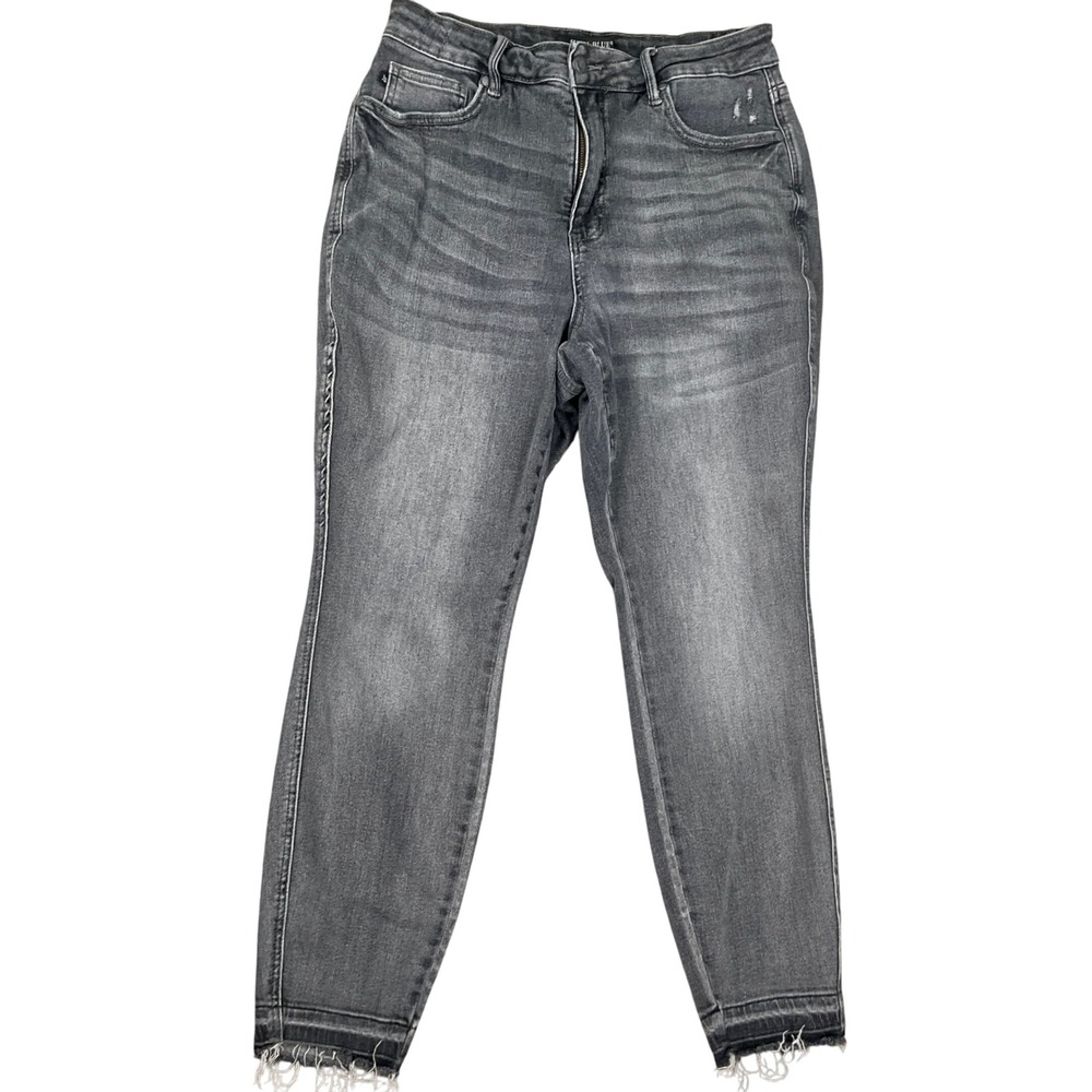 Judy Blue‎ LA Jeans Women 14W Gray Skinny Fit JB88792 Distressed Stretch Denim